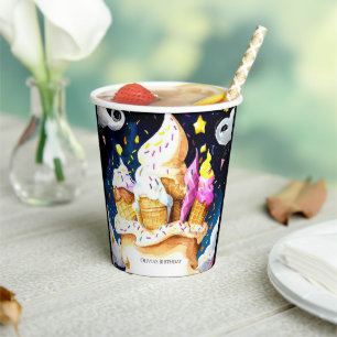 Farbenfrohe Kone Ice Creme Geburtstag Pappbecher