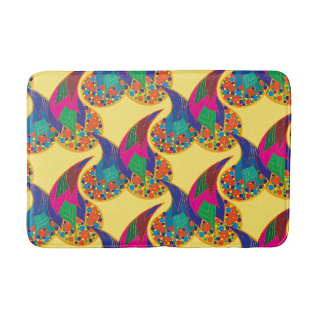 Farbenfrohe Konfetti abstrakt Paisley Rainbow Trop Badematte (Vorderseite)