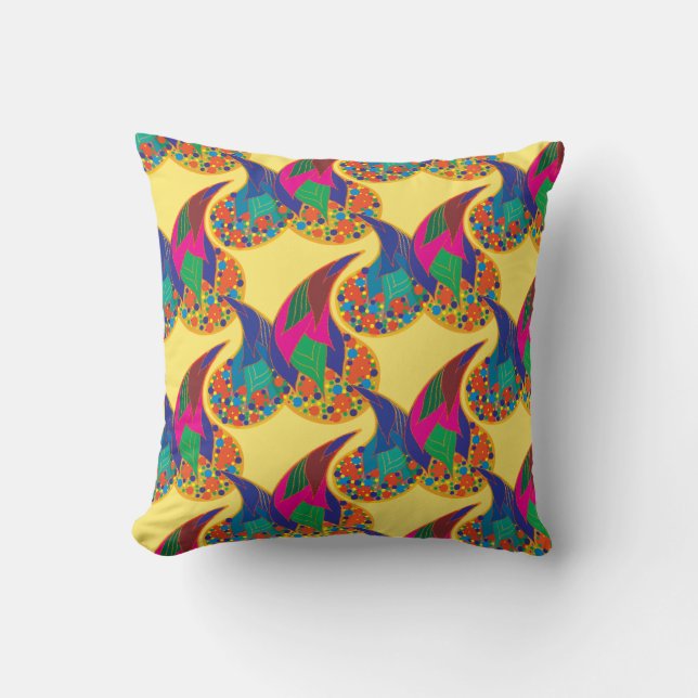 Farbenfrohe Konfetti abstrakt Paisley Rainbow Trop Kissen (Vorderseite)