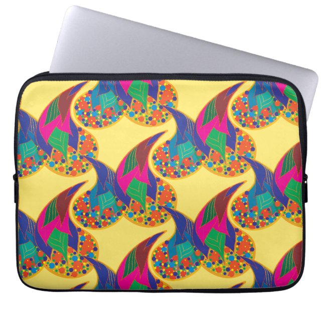 Farbenfrohe Konfetti abstrakt Paisley Rainbow Trop Laptopschutzhülle (Vorderseite)