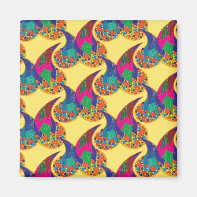 Farbenfrohe Konfetti abstrakt Paisley Rainbow Trop Magnet (Vorne)