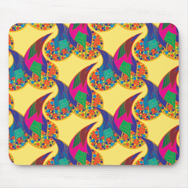 Farbenfrohe Konfetti abstrakt Paisley Rainbow Trop Mousepad (Vorne)