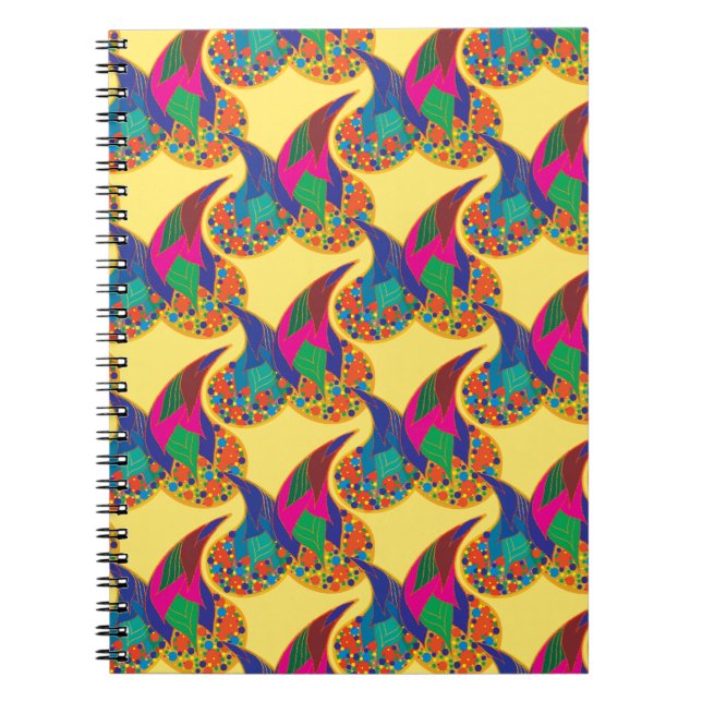 Farbenfrohe Konfetti abstrakt Paisley Rainbow Trop Notizblock (Vorderseite)