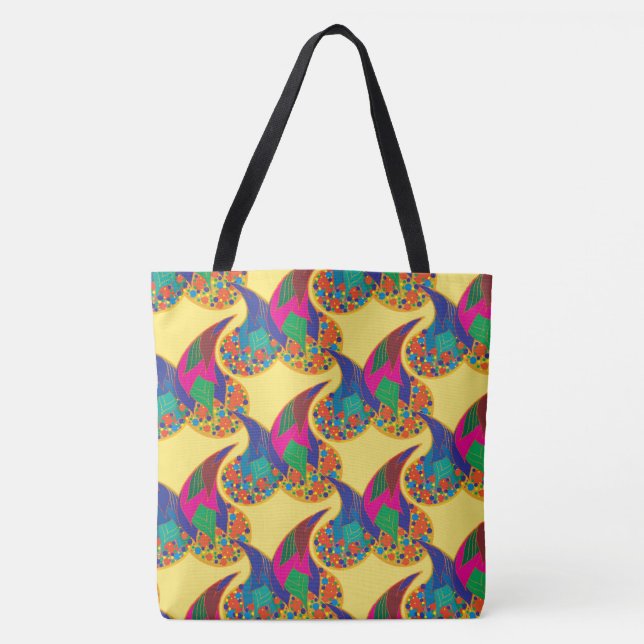 Farbenfrohe Konfetti abstrakt Paisley Rainbow Trop Tasche (Vorderseite)