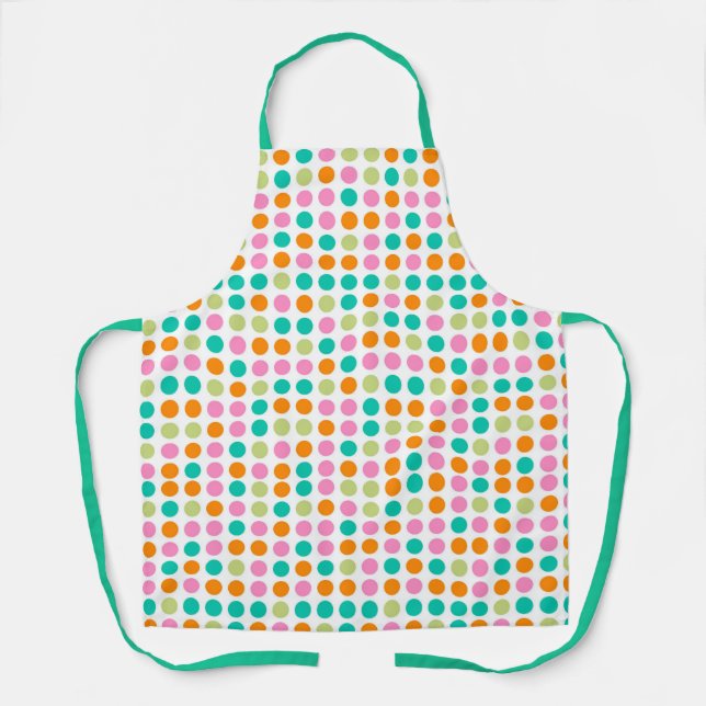 Farbenfrohe Konfetti Polka Punkte Retro 60er Art c Schürze (Vorderseite)