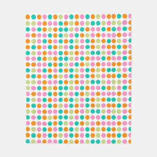 Farbenfrohe Konfetti Polka Punkte Retro 60er Art Fleecedecke