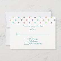 Farbenfrohe Konfetti-Punkt-Hochzeit-RSVP-Karte