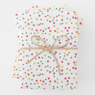 Farbenfrohe Konfetti-Punkte Geschenkpapier Set