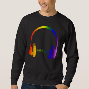 Farbenfrohe Kopfhörer Regenbogen Party Techno Radi Sweatshirt