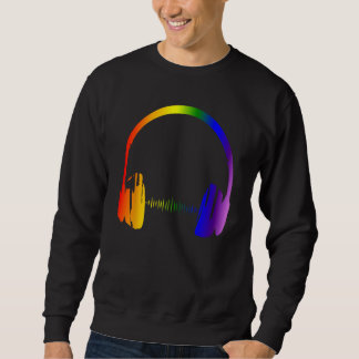 Farbenfrohe Kopfhörer Regenbogen Party Techno Radi Sweatshirt
