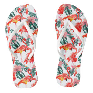 Farbenfrohe Koralle Pink Flamingo Muster Flip Flops