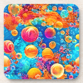 Farbenfrohe Korallenriff-Blasen Getränkeuntersetzer