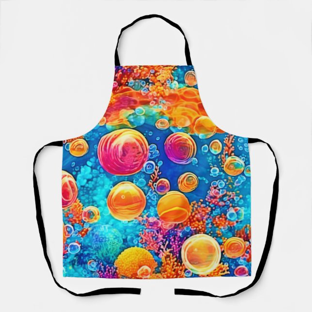 Farbenfrohe Korallenriff-Blasen Schürze (Vorderseite)