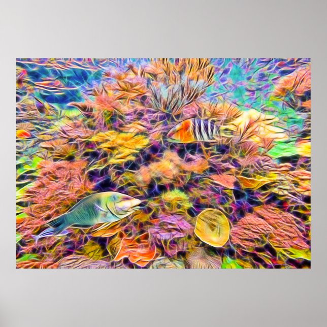 Farbenfrohe Korallenriffe Druck Poster (Vorne)