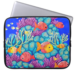 Farbenfrohe Korallenriffe, nahtloses Muster Laptopschutzhülle