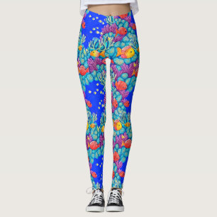 Farbenfrohe Korallenriffe, nahtloses Muster Leggings