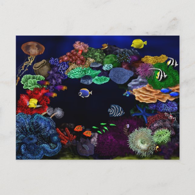 Farbenfrohe Korallenriffe und Fischriff Kunst, Dic Postkarte (Vorderseite)