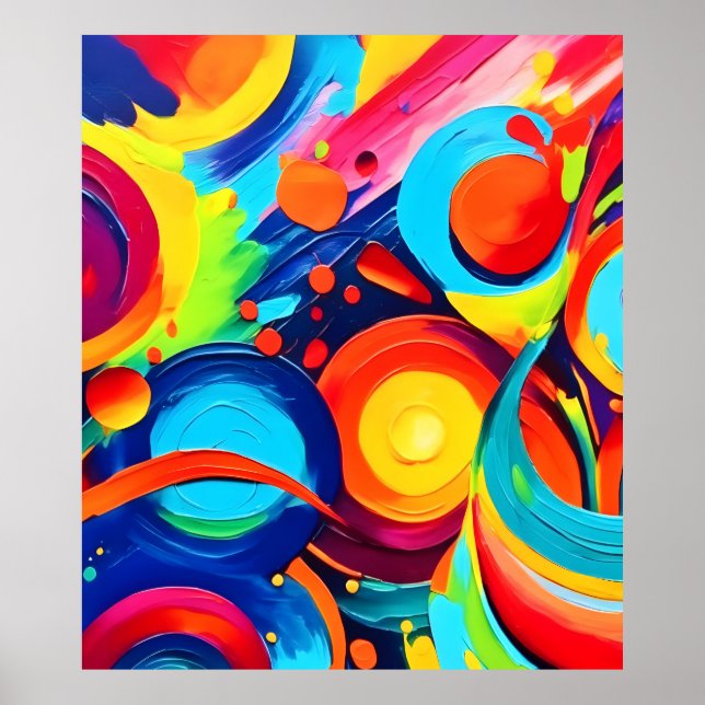 Farbenfrohe kosmische Chaos-Malerei Poster (Vorne)