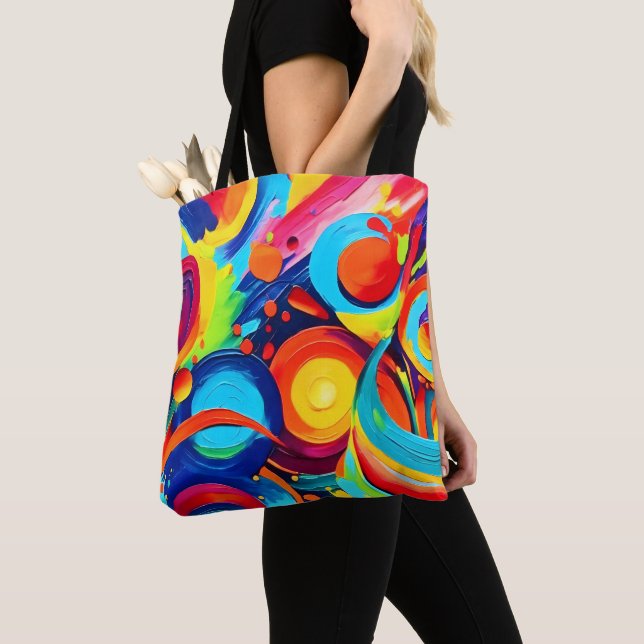 Farbenfrohe kosmische Chaos-Malerei Tasche (Von Nahem)