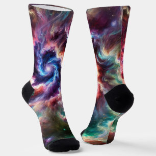 Farbenfrohe kosmische Galaxie Swirbel mit Radiantn Socken