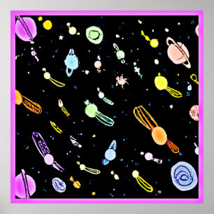 Farbenfrohe, kosmische Himmelsschläfer-Muster Poster
