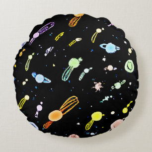 Farbenfrohe, kosmische Himmelsschläfer-Muster Rundes Kissen