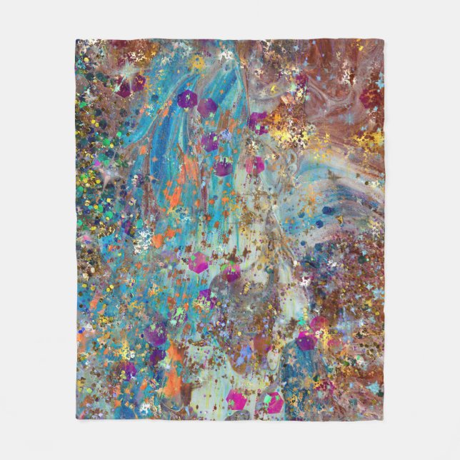 Farbenfrohe kosmische Marmorkulisse Kunst Vecchini Fleecedecke (Vorderseite)