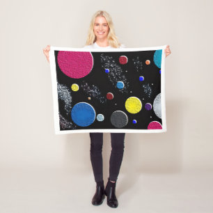 Farbenfrohe Kosmische Planeten Fleece-Decke Fleecedecke