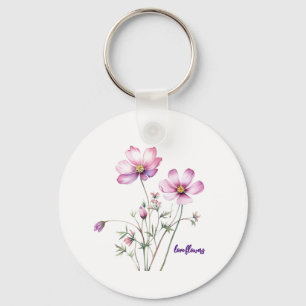 Farbenfrohe Kosmos-Blume, bunte Blüten Schlüsselanhänger