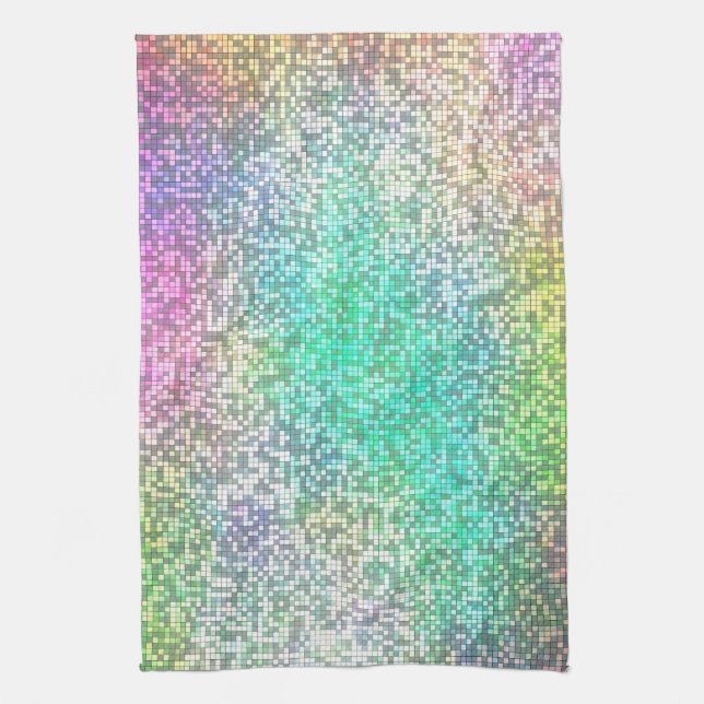 Farbenfrohe Kosmos Tile Mosaik Geschirrtuch (Vertikal)