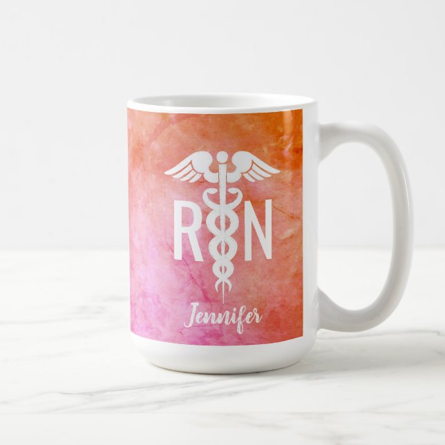 Farbenfrohe Krankenschwester RN Pink Wasserfarbe P Kaffeetasse (Rechts)