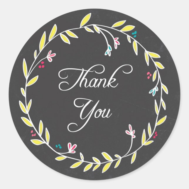 Farbenfrohe Kreidewand Danke Stickers (Vorderseite)