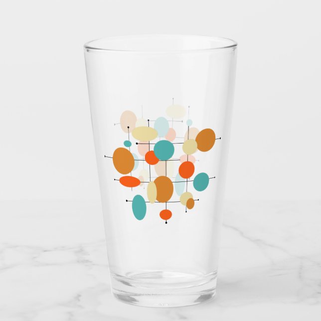 Farbenfrohe Kreise Retro-Quadrate Mitte des Jahrhu Glas (Vorderseite)