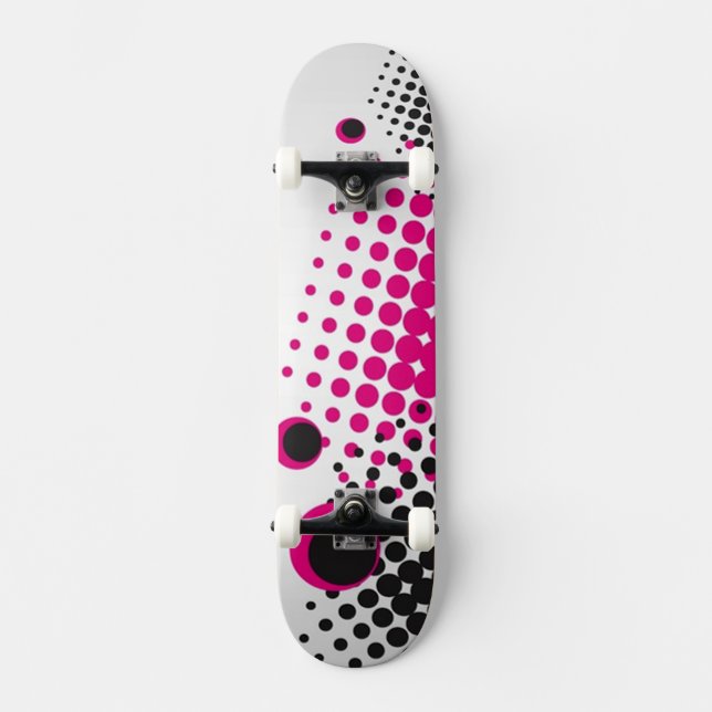 Farbenfrohe Kreise Skateboard (weiß) (Vorderseite)
