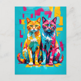 Farbenfrohe kubanische Katzen-Kunstwerke Postkarte