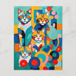 Farbenfrohe kubanische Katzen-Kunstwerke Postkarte