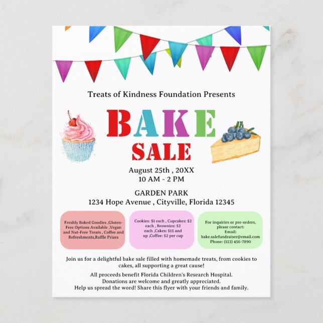 Farbenfrohe Kuchen oder Kuchen Verkauf Fundraiser Flyer (Vorne)
