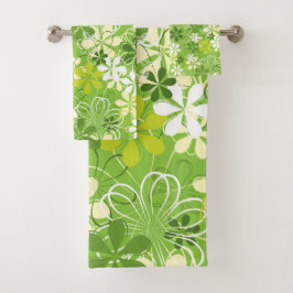 Farbenfrohe Kunst Illustration Natur Blumenmuster Badhandtuch Set