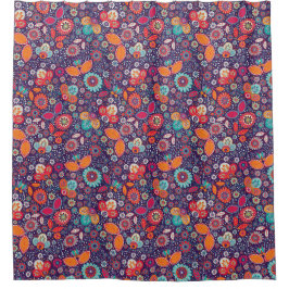 Farbenfrohe Kunst Illustration Natur Blumenmuster Duschvorhang