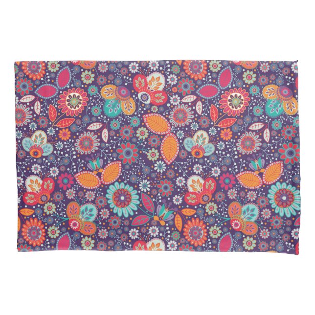 Farbenfrohe Kunst Illustration Natur Blumenmuster Kissenbezug (Vorderseite)