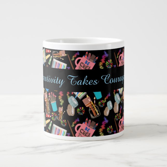 Farbenfrohe Kunst liefert kreatives Muster für Kün Jumbo-Tasse (Vorderseite)
