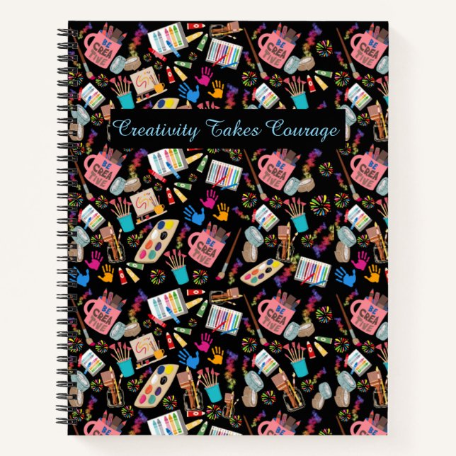 Farbenfrohe Kunst liefert kreatives Muster für Kün Notizbuch (Vorderseite)
