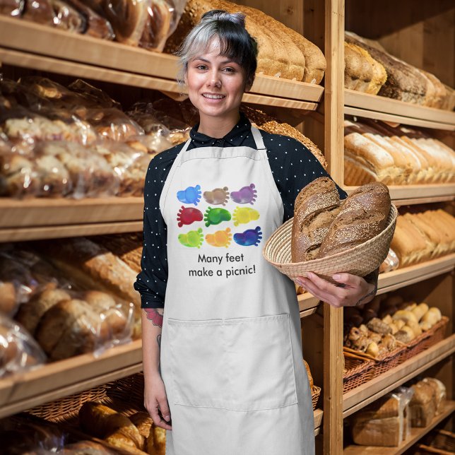Farbenfrohe Kunst zu Fuß Lange Schürze (Just the Right Foot Long Apron)