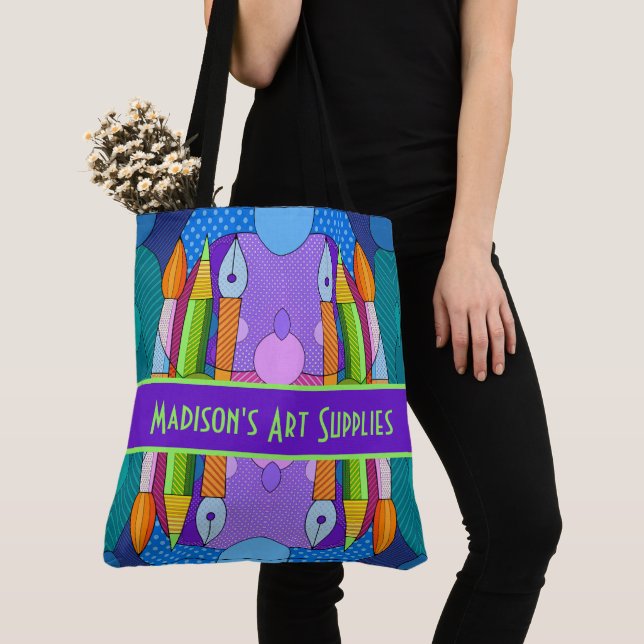 Farbenfrohe Kunstgegenstände, Personalisierte Tote Tasche (Von Nahem)