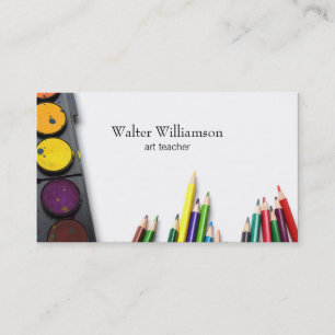 Farbenfrohe Kunstlehrerin Paint & Supplies Design Visitenkarte