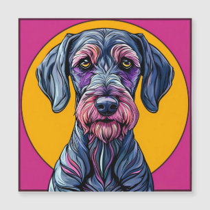 Farbenfrohe künstlerische Illustration eines Hunde Magnetkarte