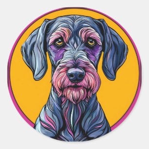 Farbenfrohe künstlerische Illustration eines Hunde Runder Aufkleber