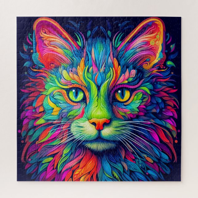 Farbenfrohe künstlerische Majestic Kitty Cat Art (Vertikal)
