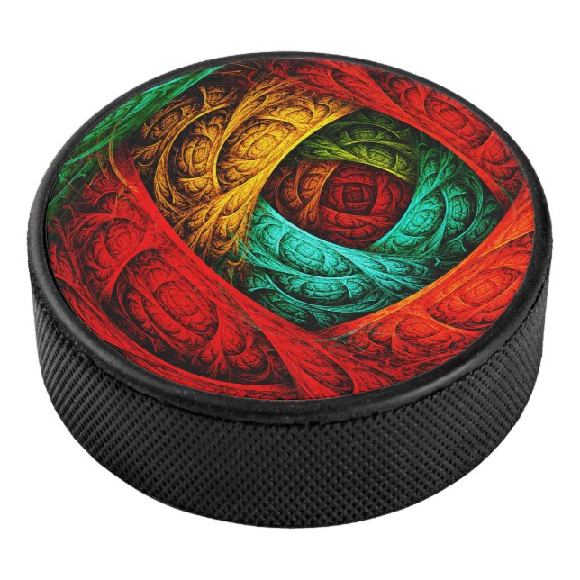 Farbenfrohe künstlerische Moderne Abstrakte Kunst  Eishockey Puck (3/4)