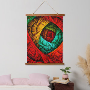Farbenfrohe künstlerische Moderne Abstrakte Kunst  Wandteppich Mit Holzrahmen
